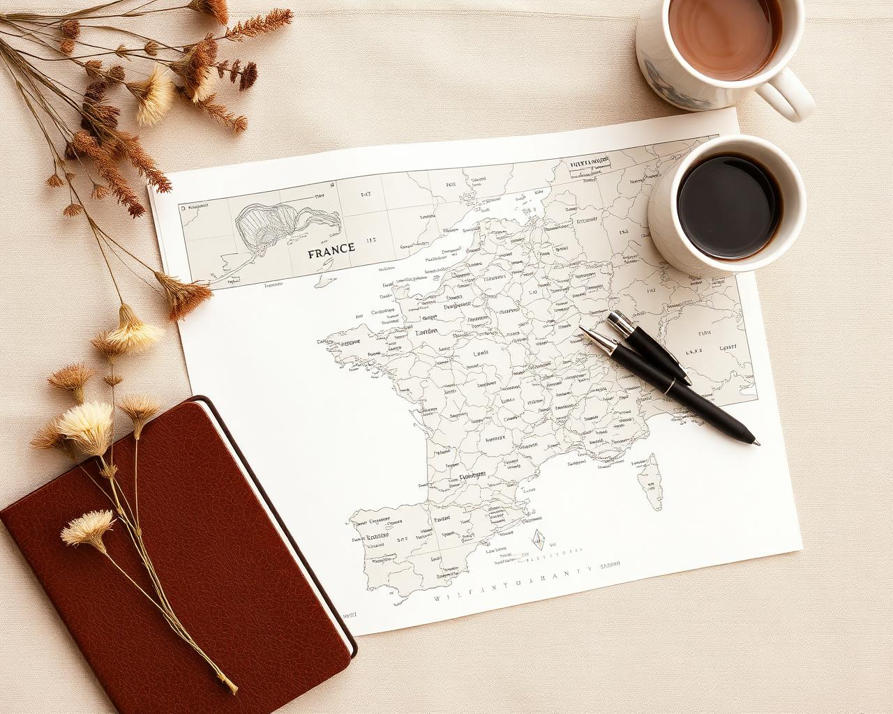 Carte de France et carnet de voyage